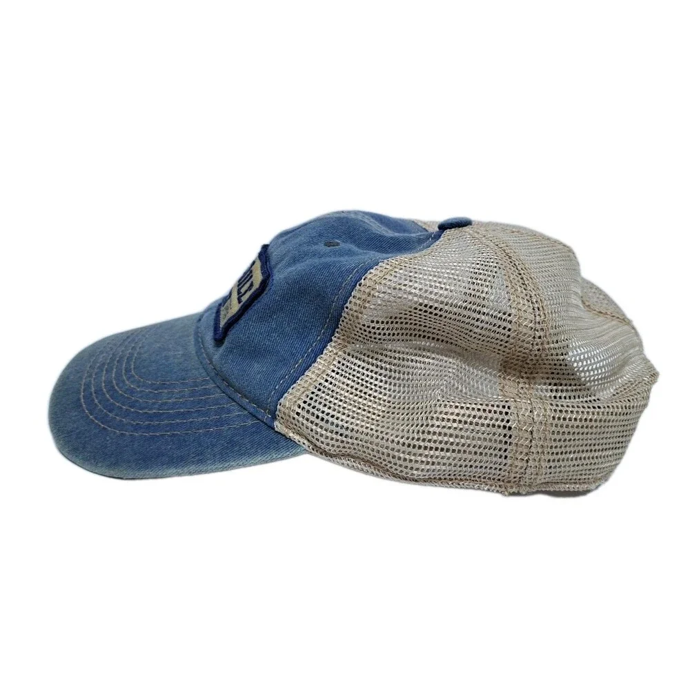 Heaven Hill Distillery Snapback Baseball Hat Cap Trucker Mesh Distressed Denim